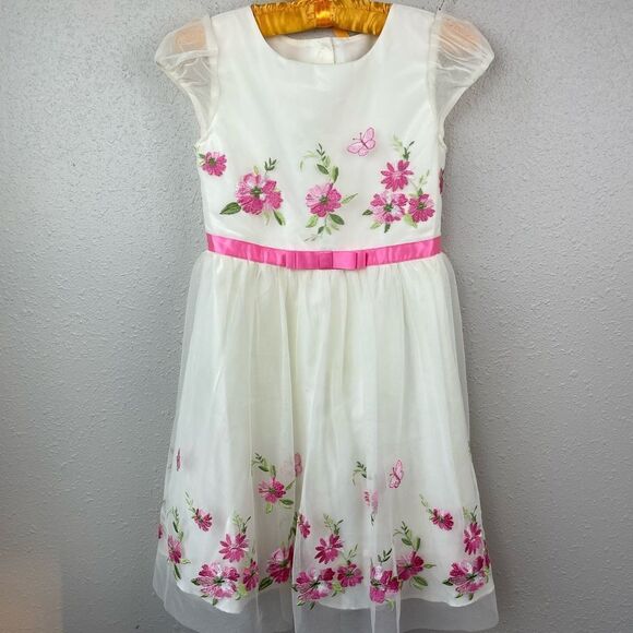 Jona Michelle White and Pink Floral Dress Size 10 EUC - Picture 1 of 6
